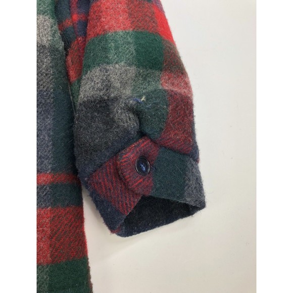 Woolrich Men Muti Plaid Collared Long Barn Coat Size L lined Vintage Made USA - Picture 9 of 11